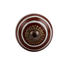 Brown Striped Small Ceramic Knob